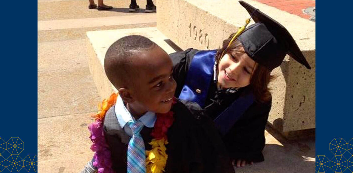 Two children at a UC Berkeley graduation